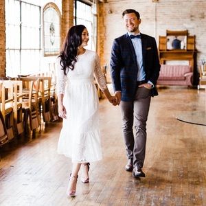 White Lace Midi Dress, Wedding, Shower, Small